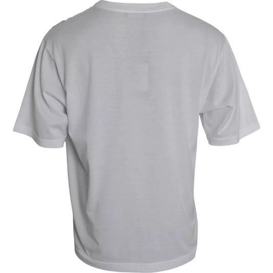 T-shirt blanc à manches courtes et col rond en coton