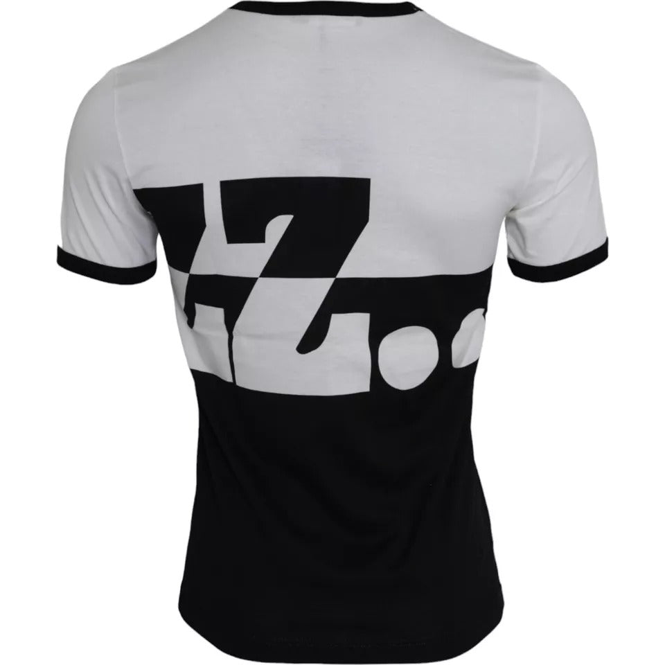 T-shirt à manches courtes en coton imprimé jazz noir et blanc