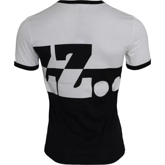 T-shirt à manches courtes en coton imprimé jazz noir et blanc