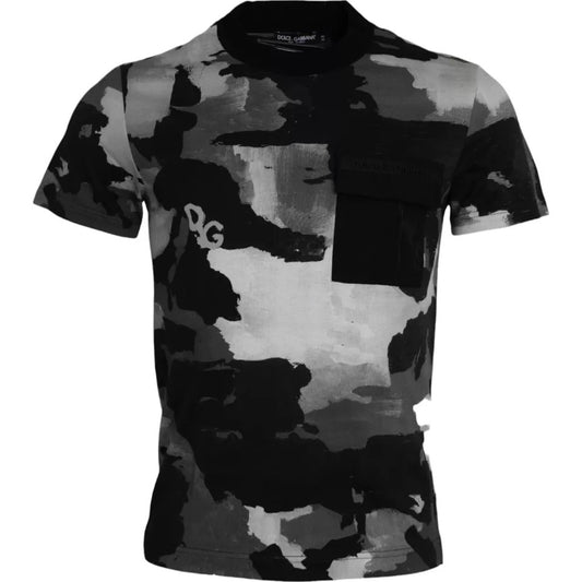 T-shirt ras du cou en coton camouflage multicolore