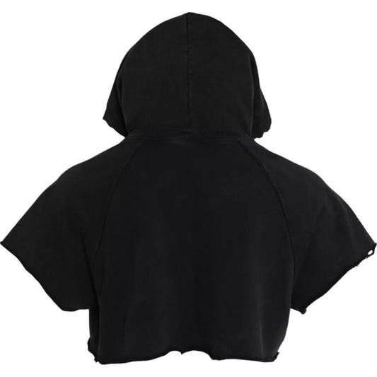 T-shirt court à capuche et manches courtes en coton noir