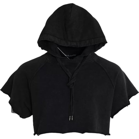 T-shirt court à capuche et manches courtes en coton noir