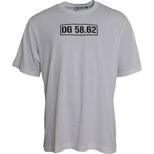 T-shirt blanc à manches courtes et col rond avec logo