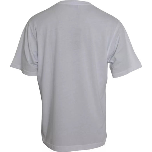 T-shirt blanc à manches courtes et col rond avec logo