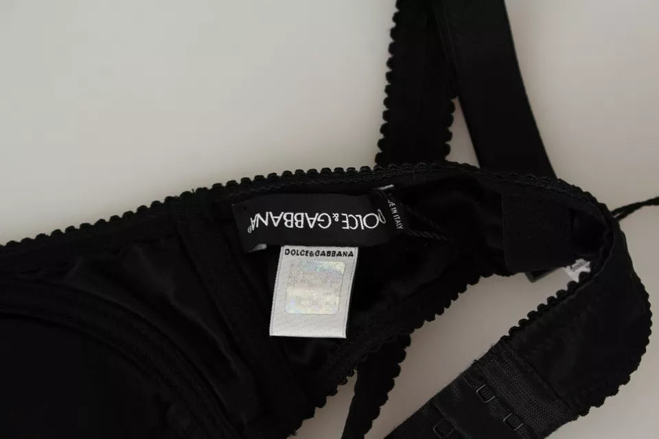 Soutien-gorge balconnet en dentelle de soie noire