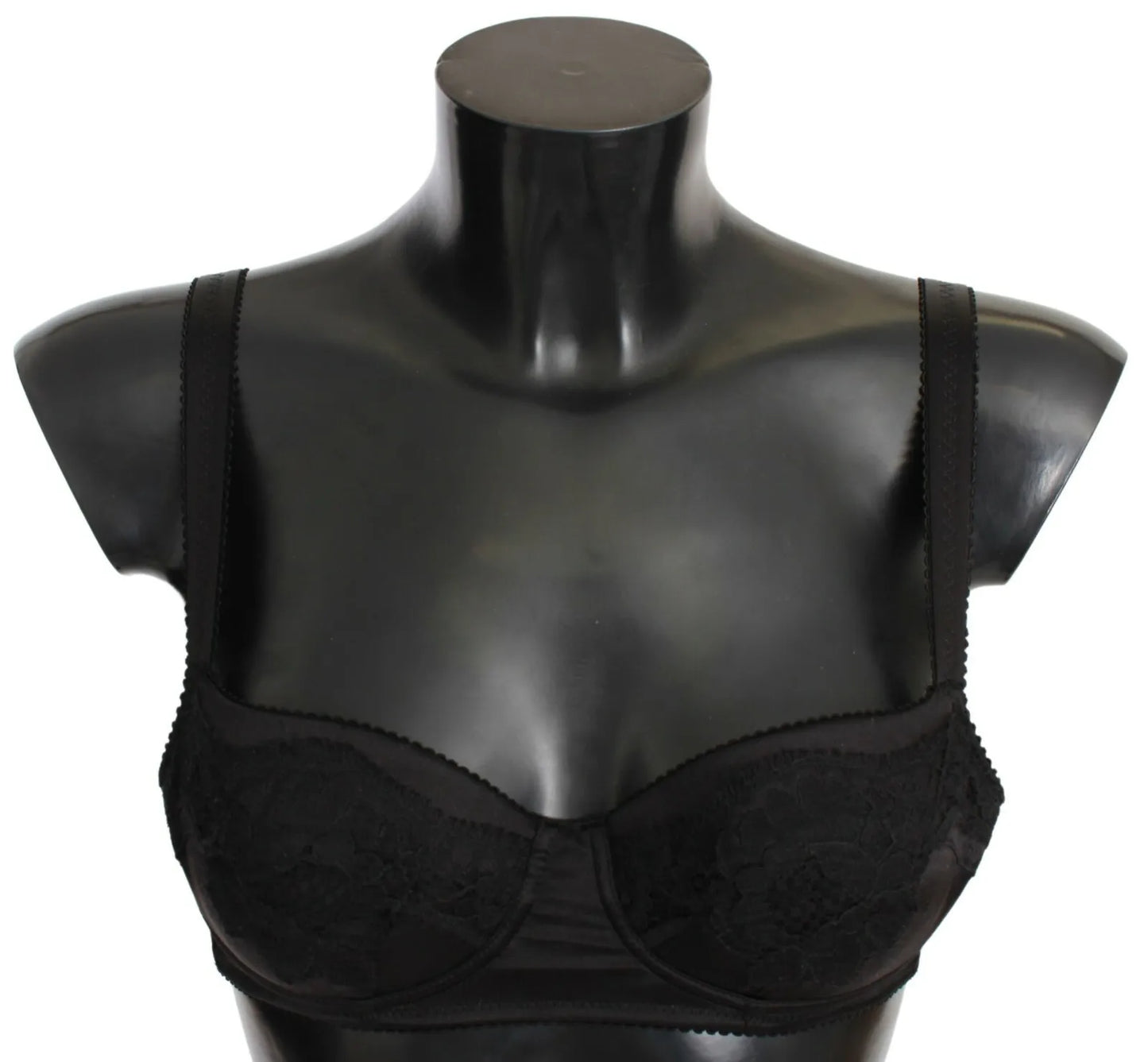 Soutien-gorge balconnet en dentelle de soie noire