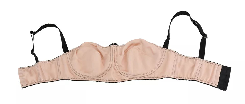 Soutien-gorge balconnet rose à bretelles noires
