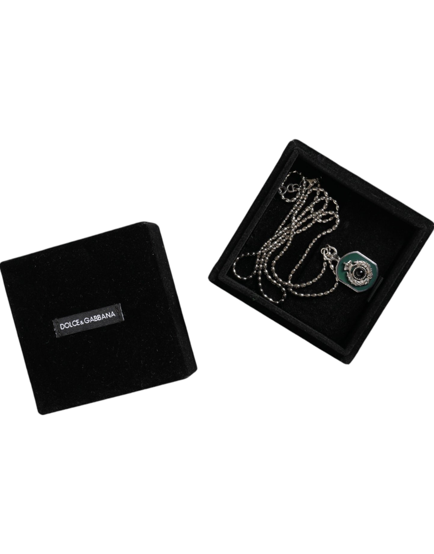 Collar con colgante de gemas y logotipo en plata de ley 925