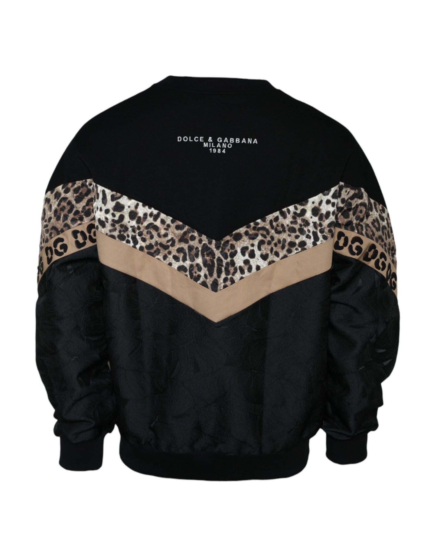 Sudadera con cuello redondo y estampado de leopardo negro