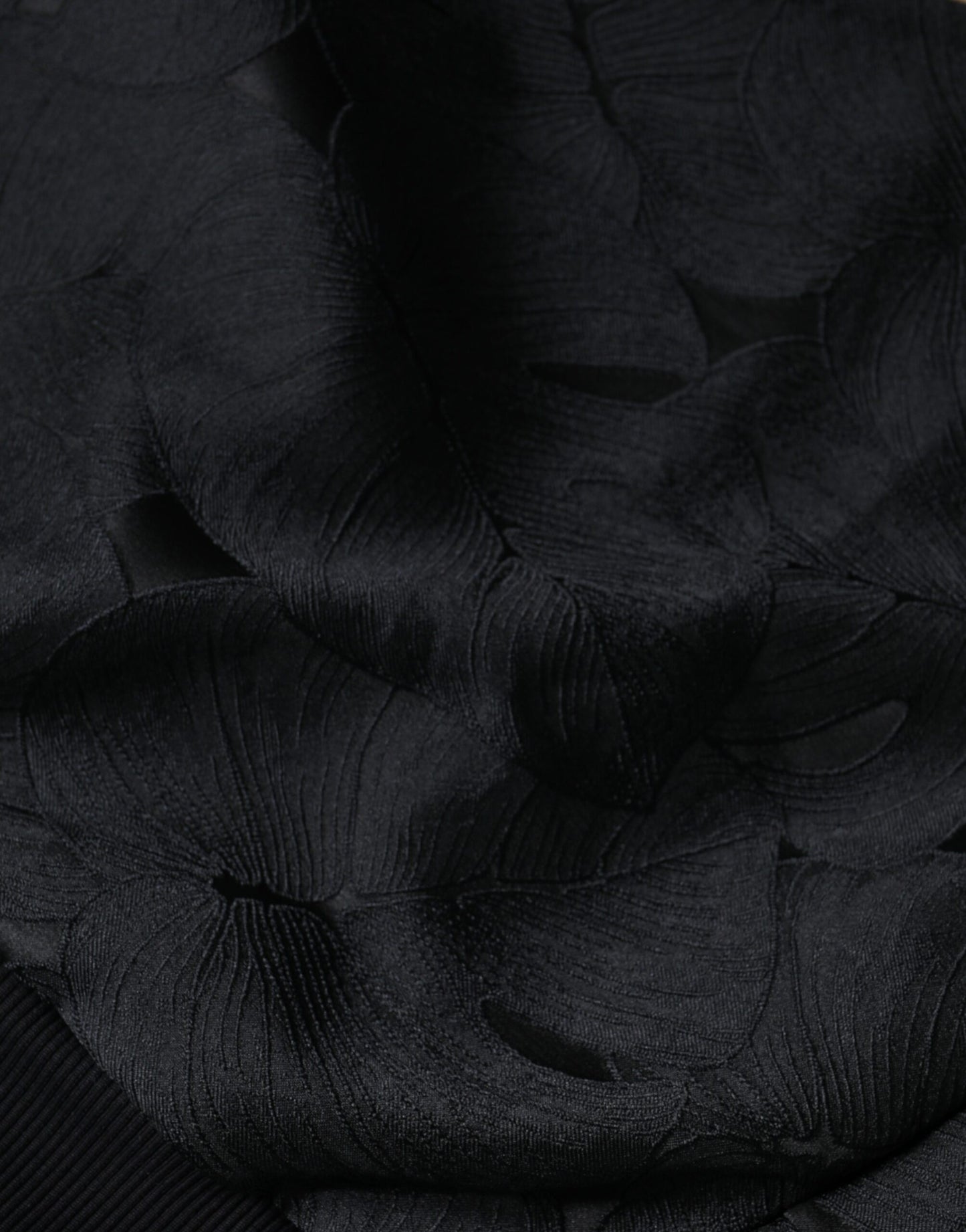 Sudadera con cuello redondo y estampado de leopardo negro