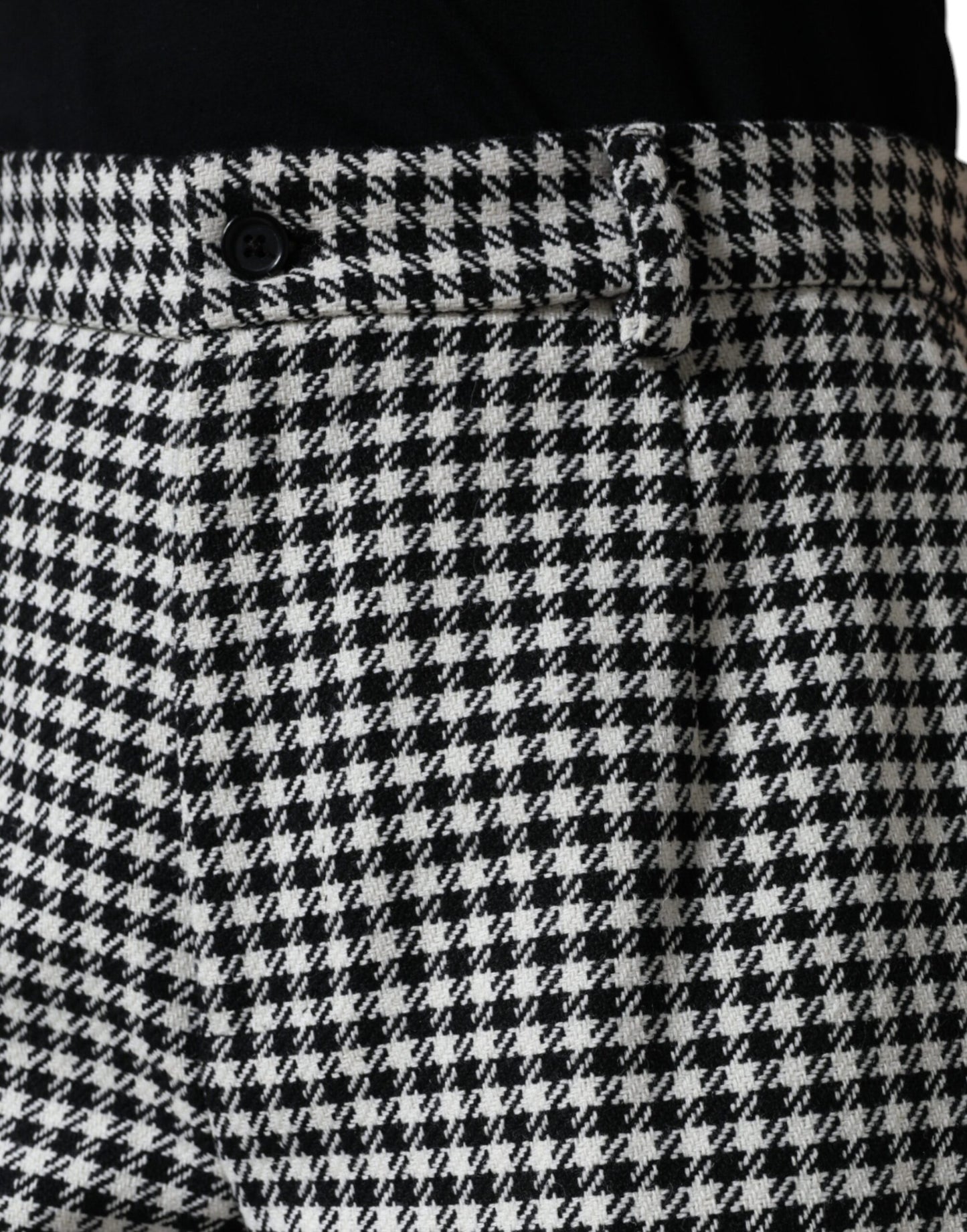 Pantalon large court à motif pied-de-poule noir et blanc