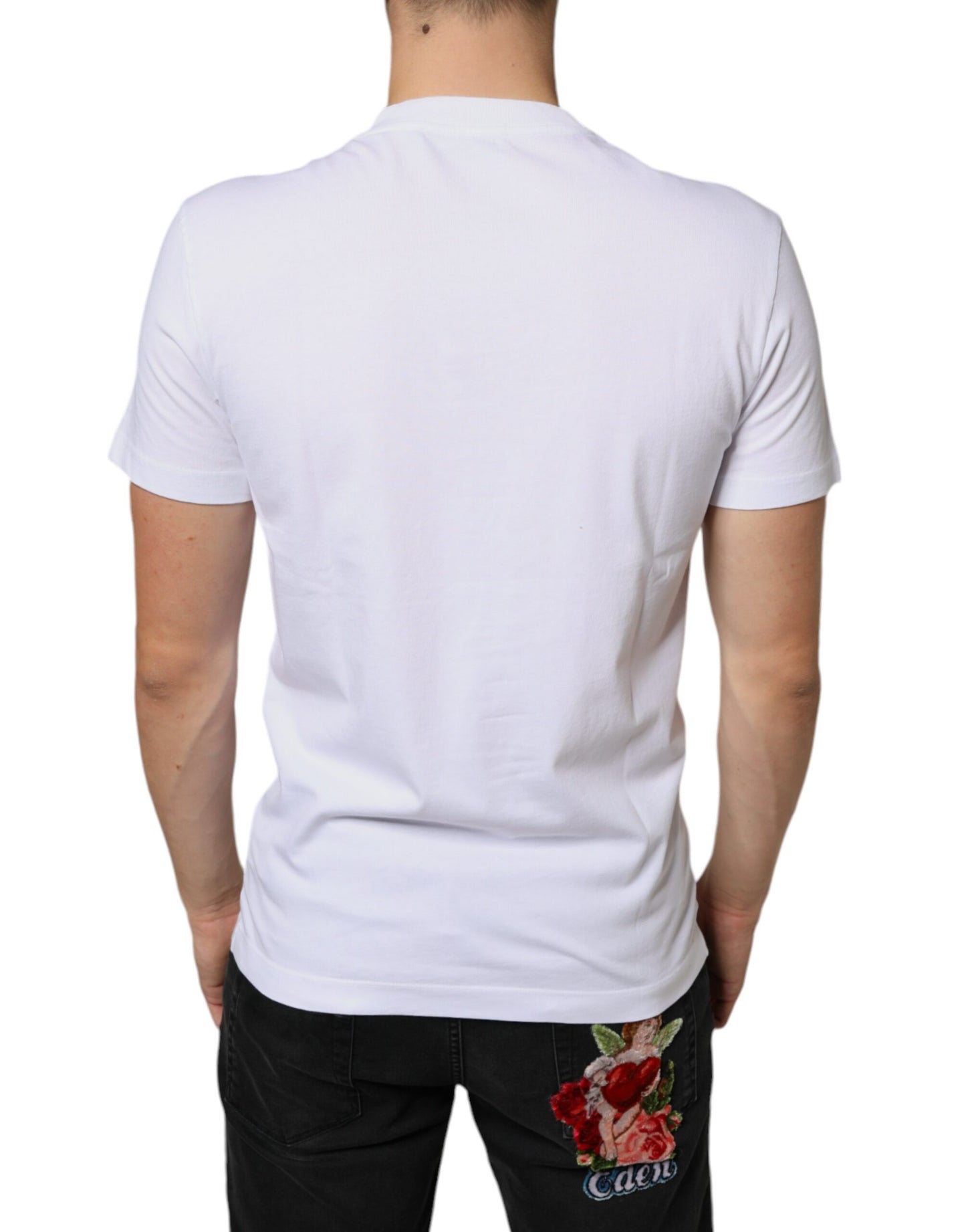 T-shirt décontracté en coton blanc avec appliqué DG
