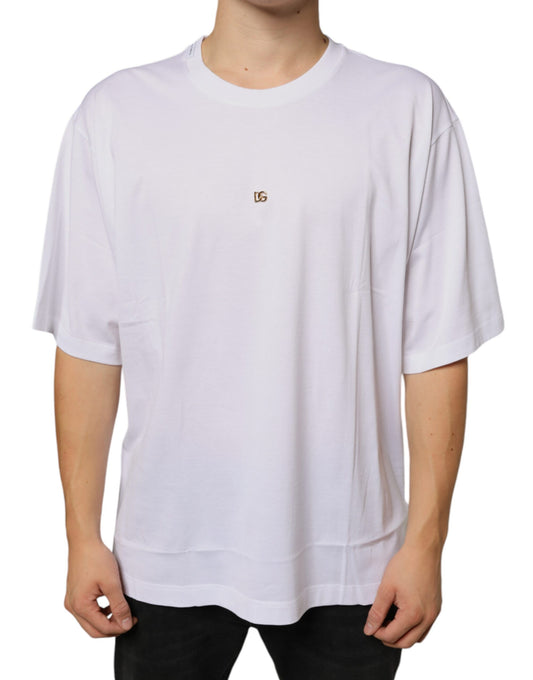 T-shirt à manches courtes en coton avec logo White Metal DG