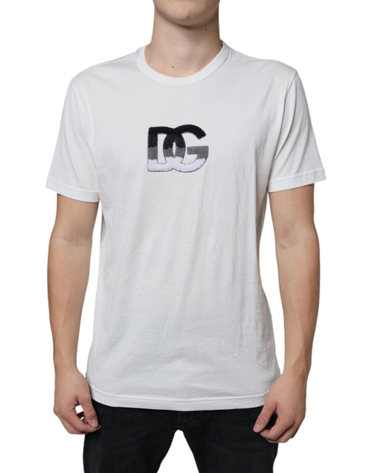 T-shirt en coton blanc avec logo DG imprimé