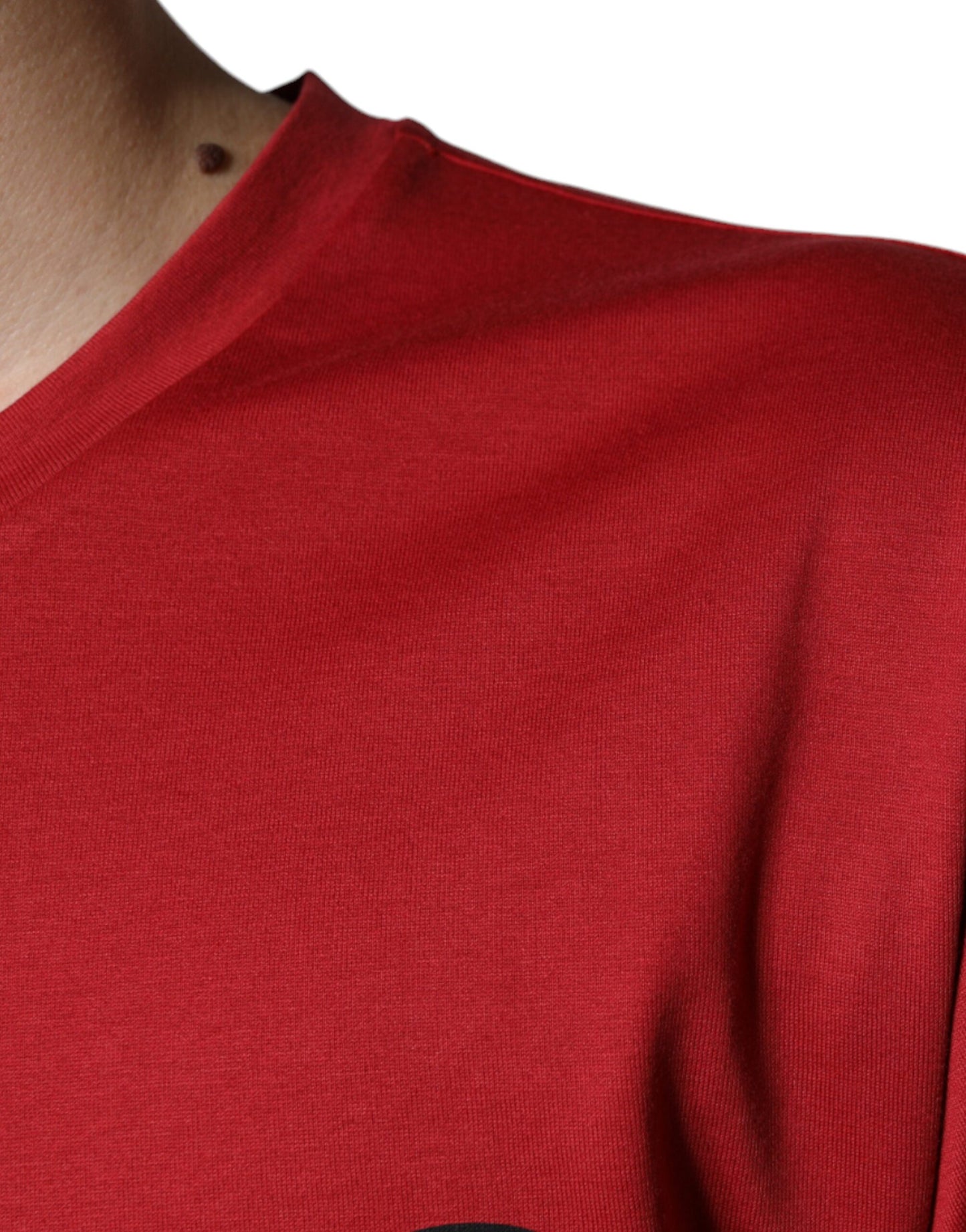 T-shirt col rond en coton rouge avec logo DG imprimé