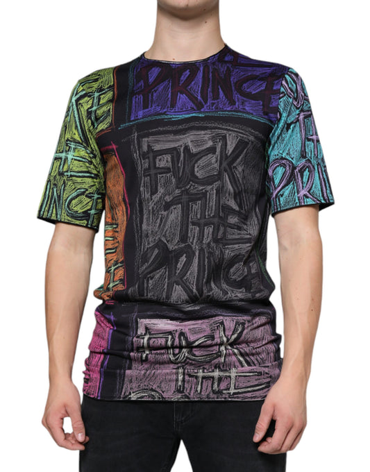 T-shirt en coton à imprimé graphique multicolore