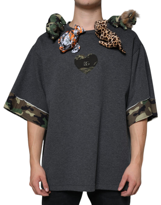 T-shirt en coton gris camouflage Animal Stuff