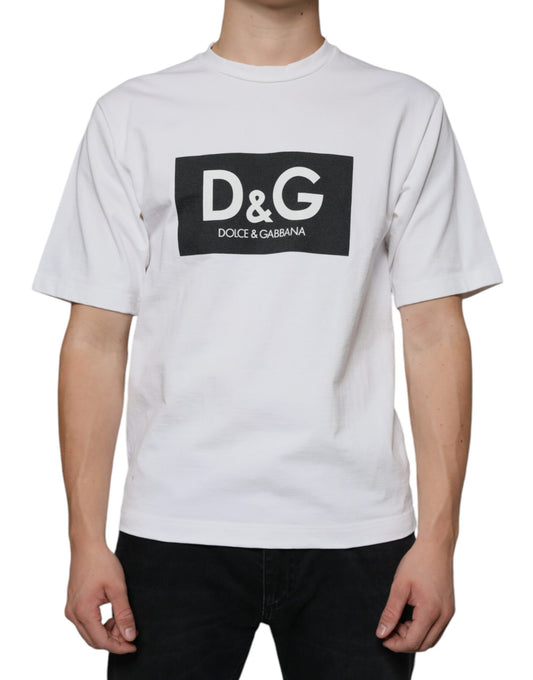 T-shirt décontracté en coton blanc avec logo DG imprimé