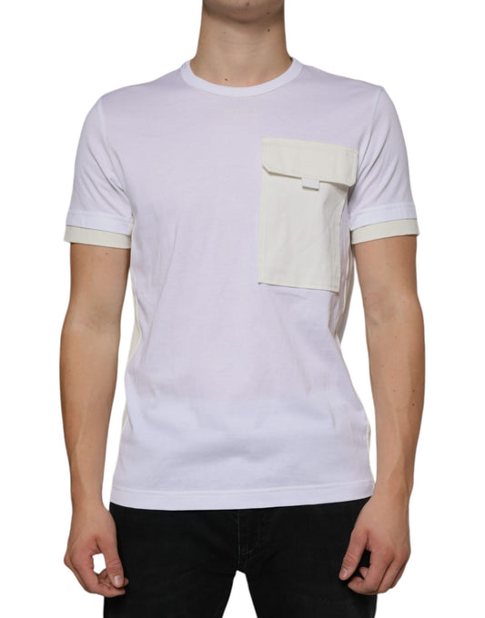T-shirt à manches courtes en coton blanc avec poche