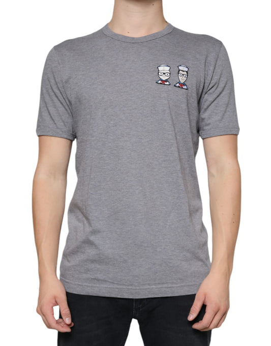 T-shirt à manches courtes en coton gris #DGFamily