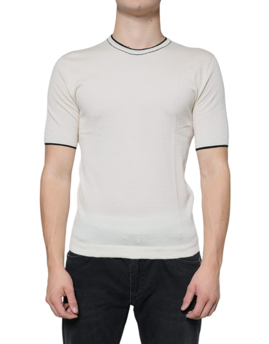 T-shirt à manches courtes en cachemire blanc cassé