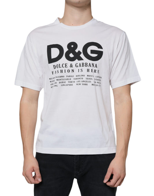 T-shirt décontracté en coton blanc avec logo DG imprimé