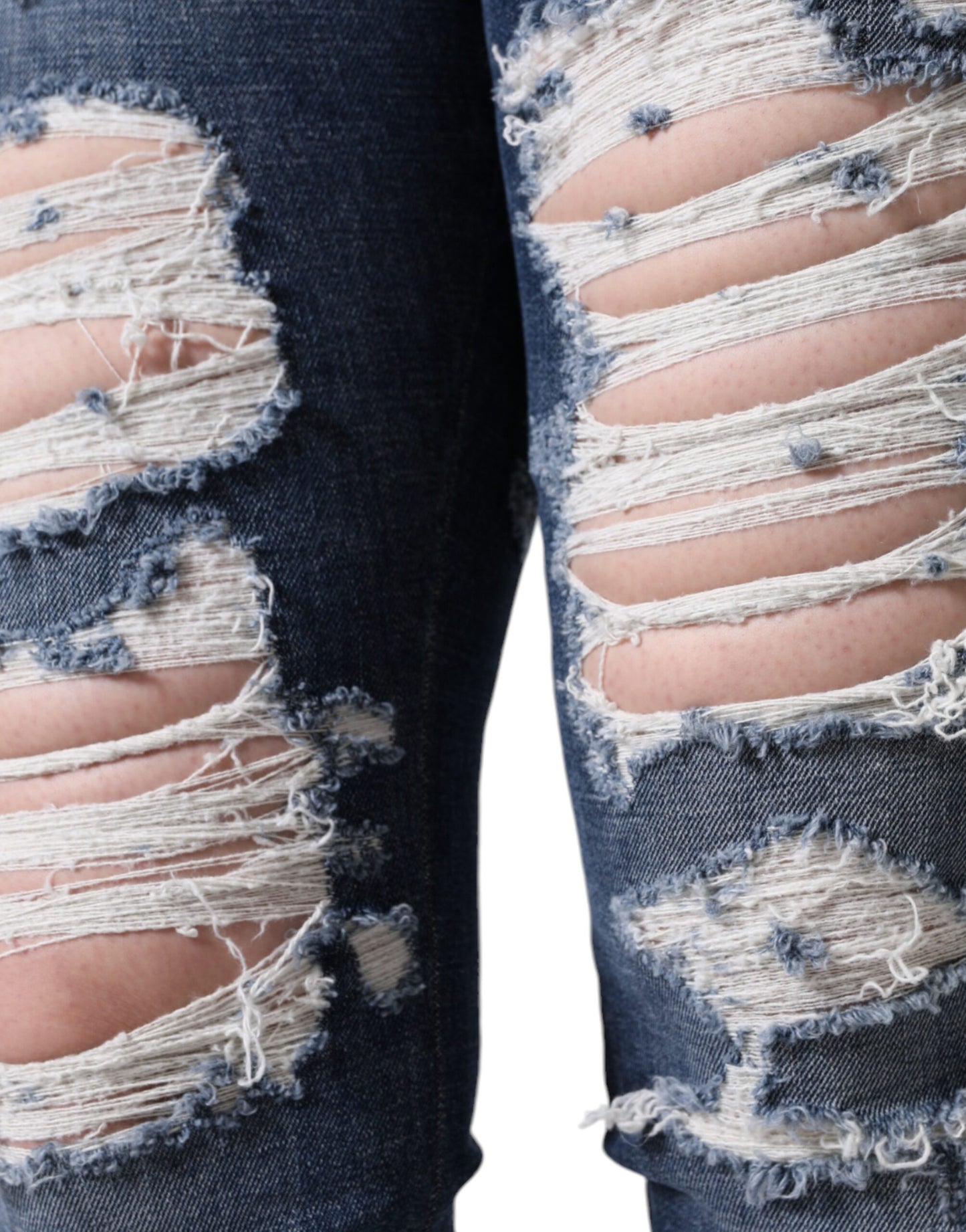 Jean skinny déchiré en coton stretch bleu