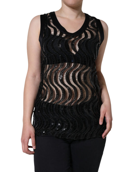 Blusa sin mangas con lentejuelas negras