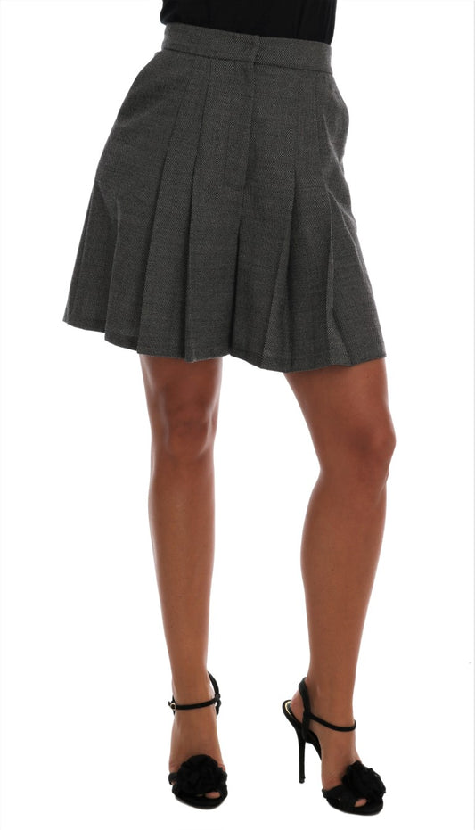Mini shorts de cintura alta de lana gris