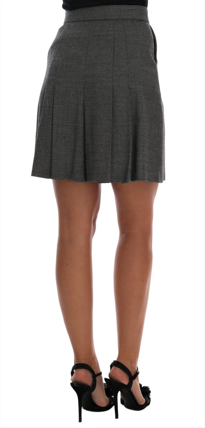 Mini shorts de cintura alta de lana gris