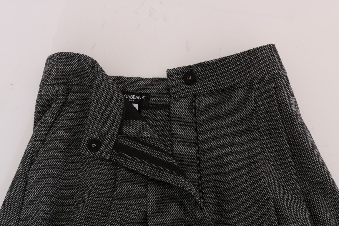 Mini shorts de cintura alta de lana gris