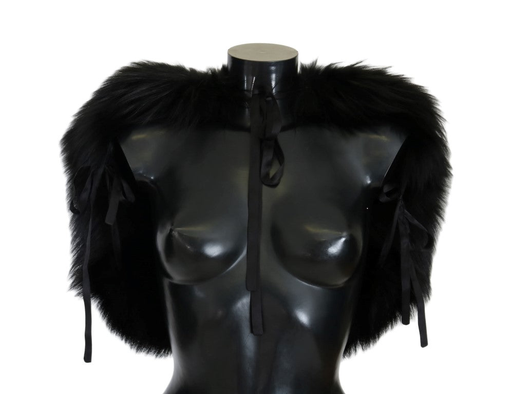 Bufanda de piel de zorro plateado negro