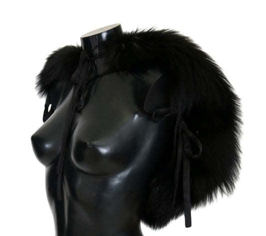 Bufanda de piel de zorro plateado negro