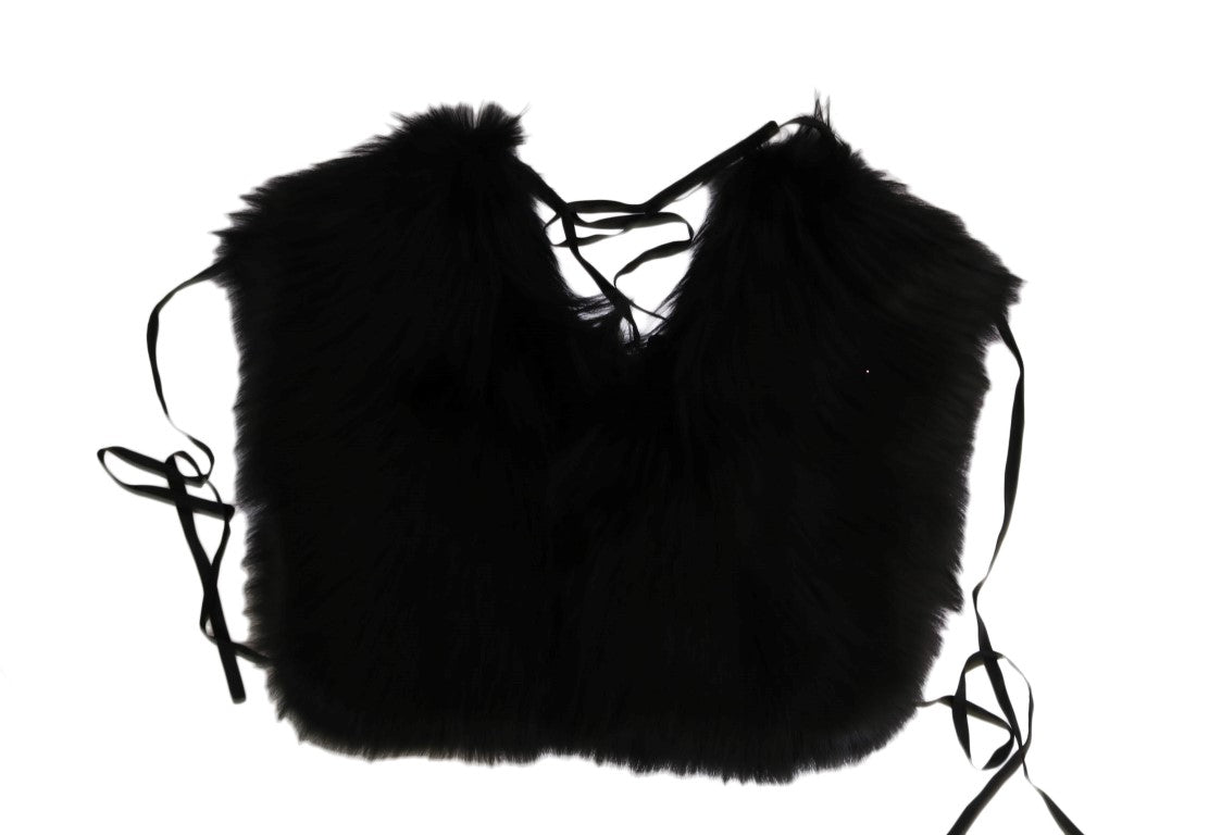 Bufanda de piel de zorro plateado negro