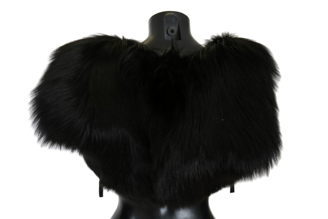 Bufanda de piel de zorro plateado negro