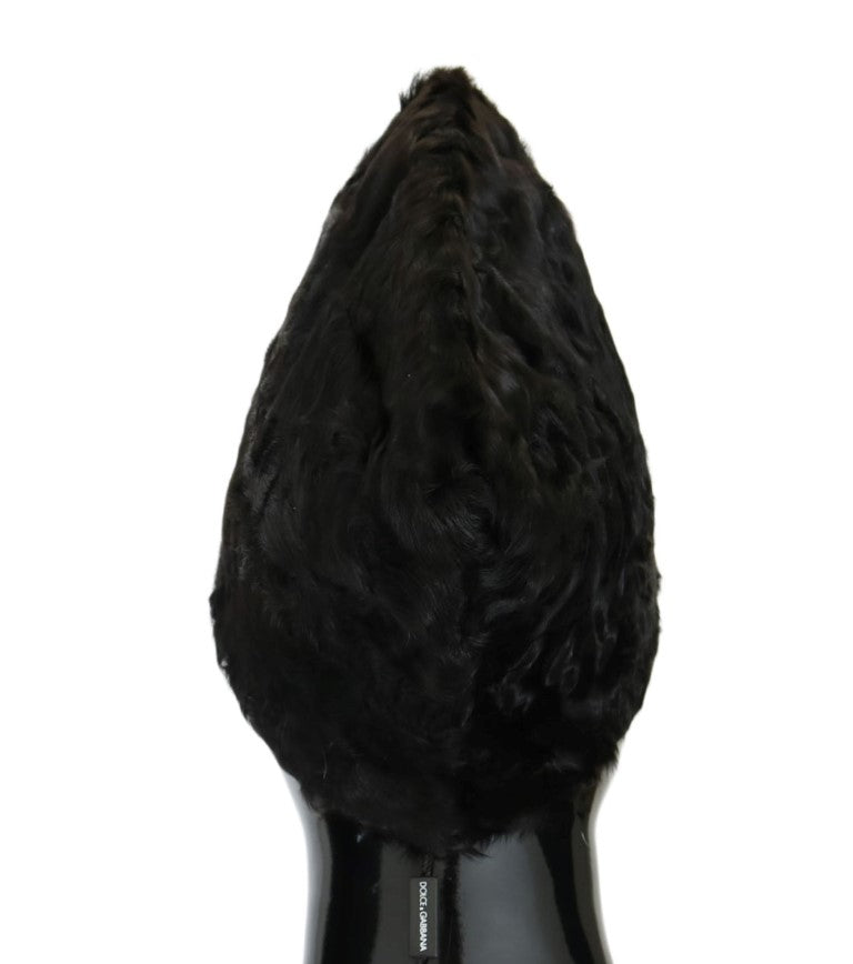 Gorro de piel de cordero Xiangao negro