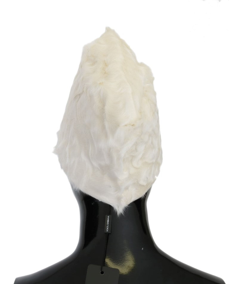 Gorro de piel de cordero Xiangao blanco