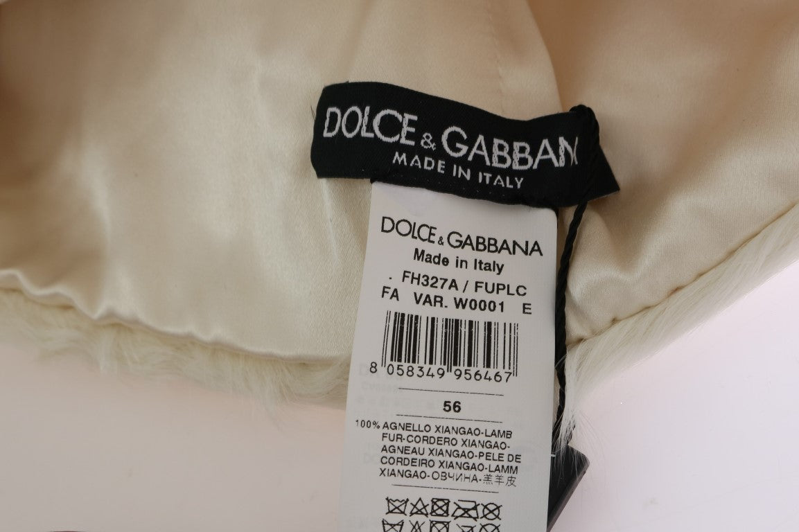 Gorro de piel de cordero Xiangao blanco