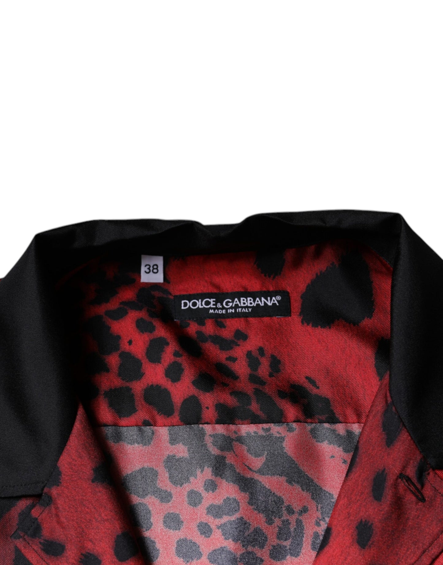 Chemise décontractée boutonnée en soie à imprimé léopard rouge