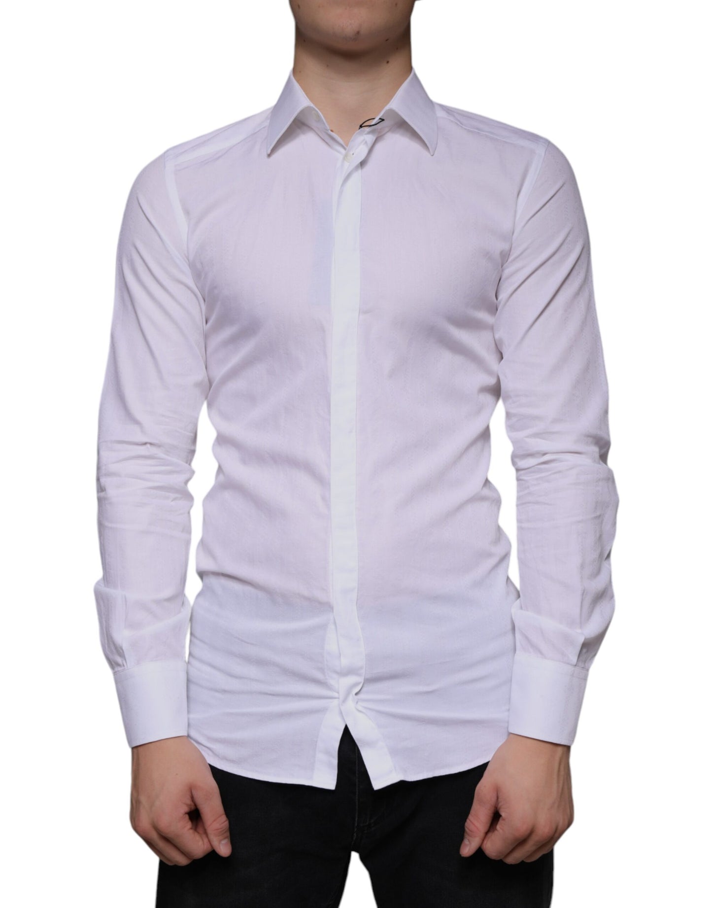 Chemise habillée en coton blanc pour homme, couleur or