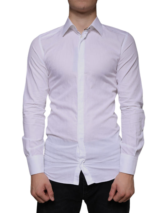 Chemise habillée en coton blanc pour homme, couleur or