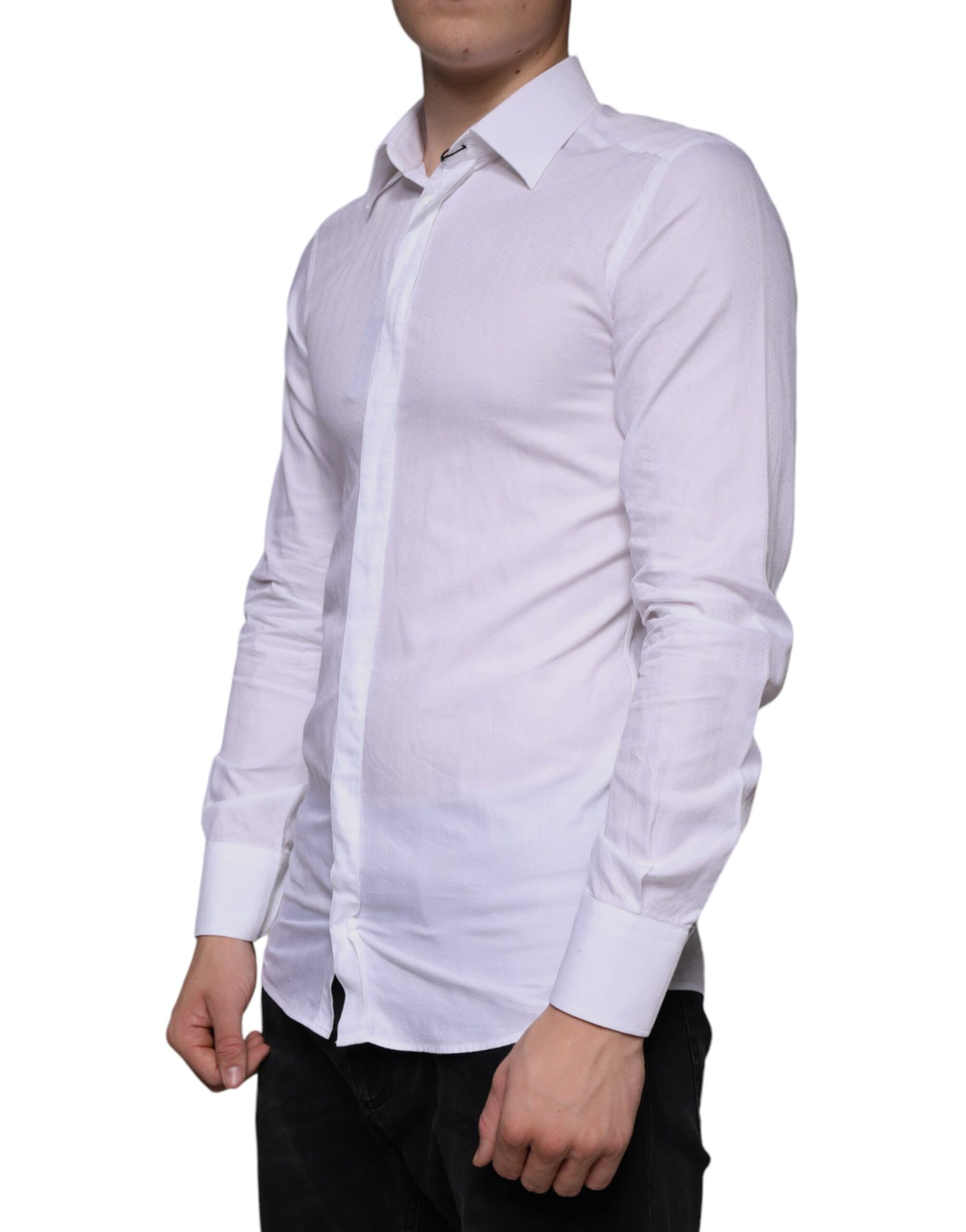 Chemise habillée en coton blanc pour homme, couleur or