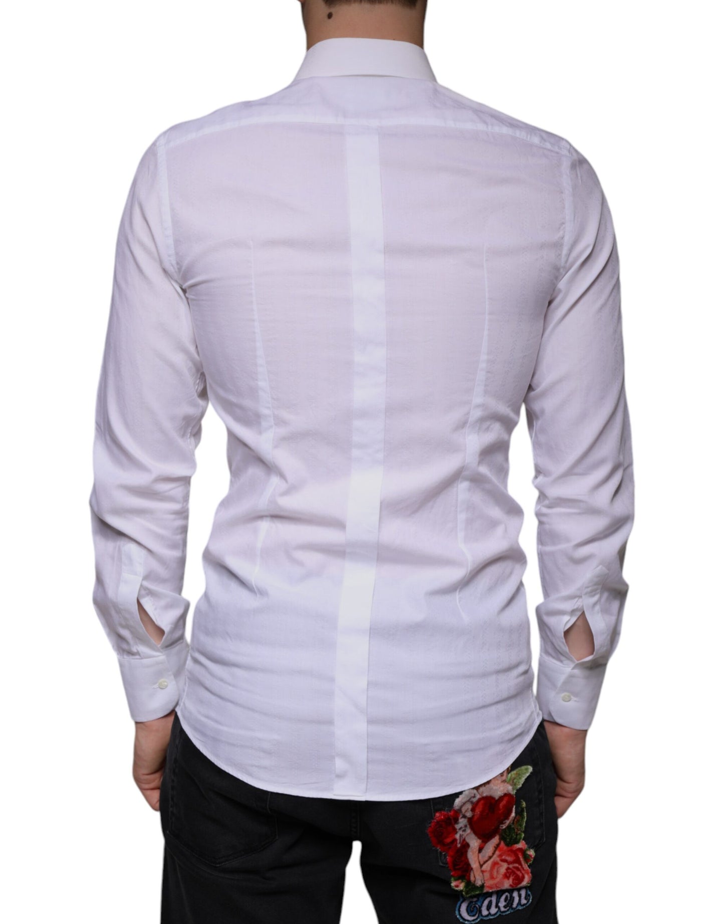 Chemise habillée en coton blanc pour homme, couleur or