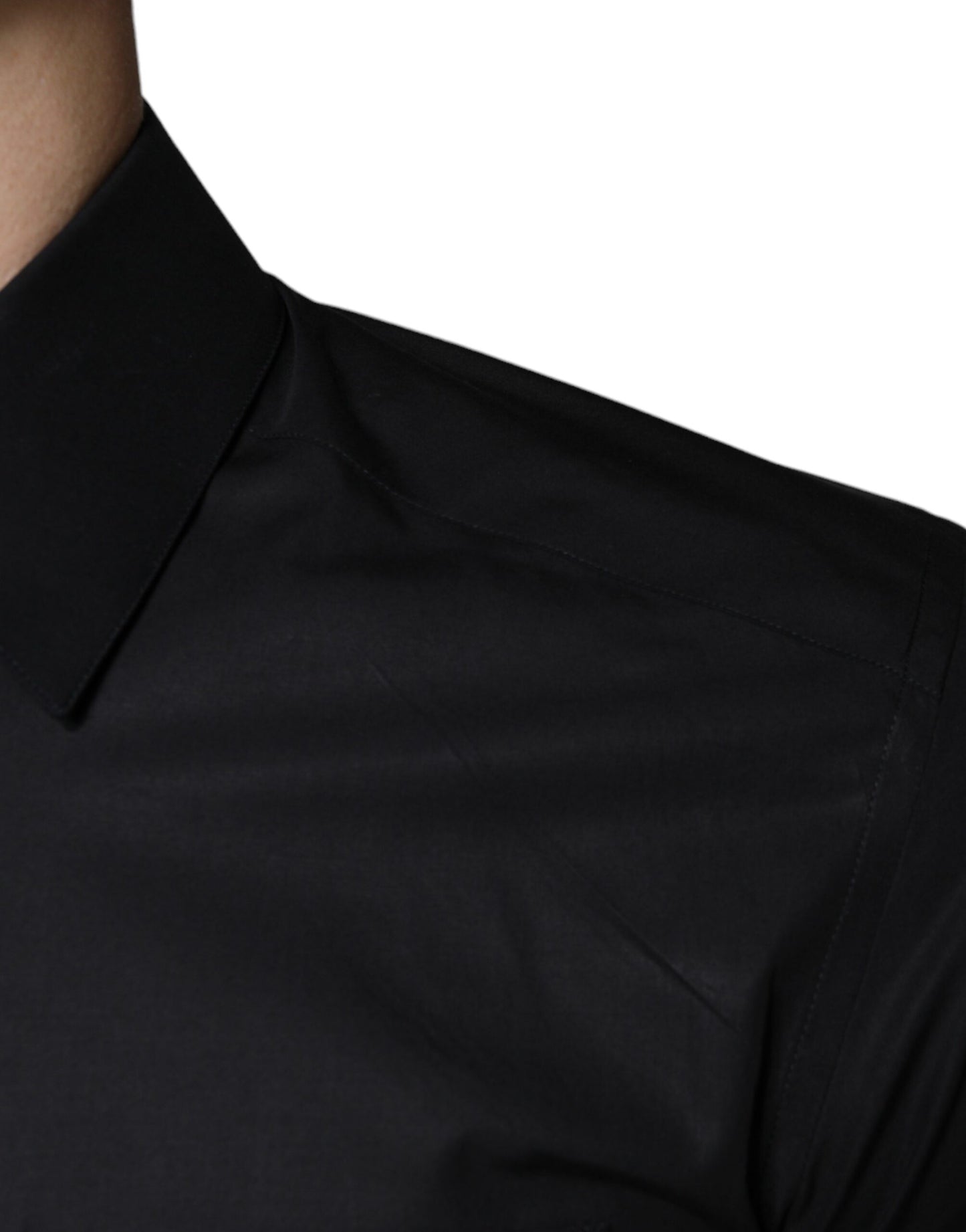 Robe en coton extensible noir Chemise habillée dorée