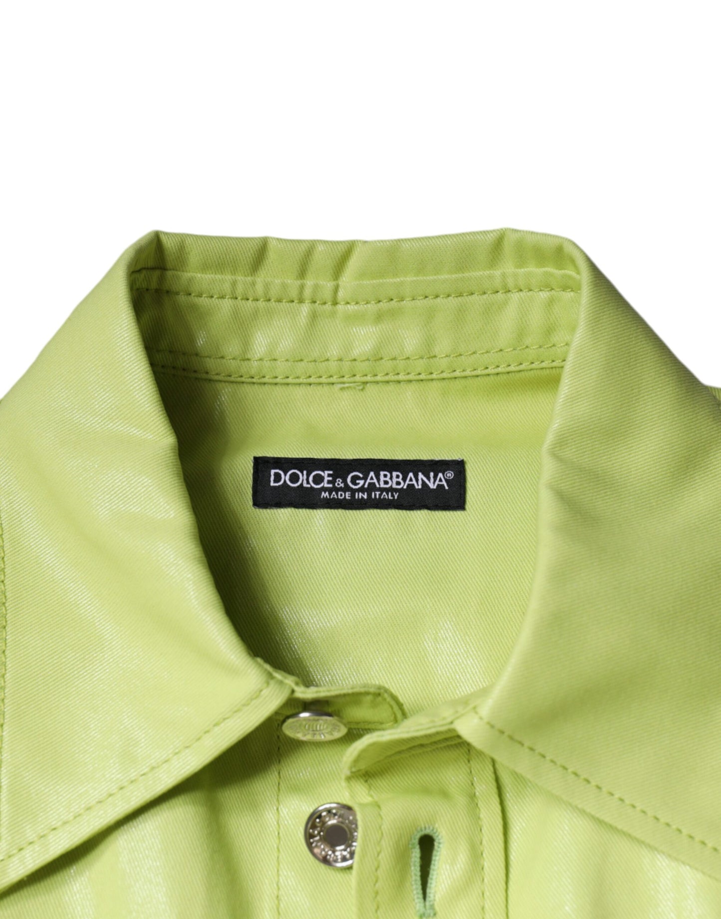 Chemise boutonnée à col en coton vert pour homme