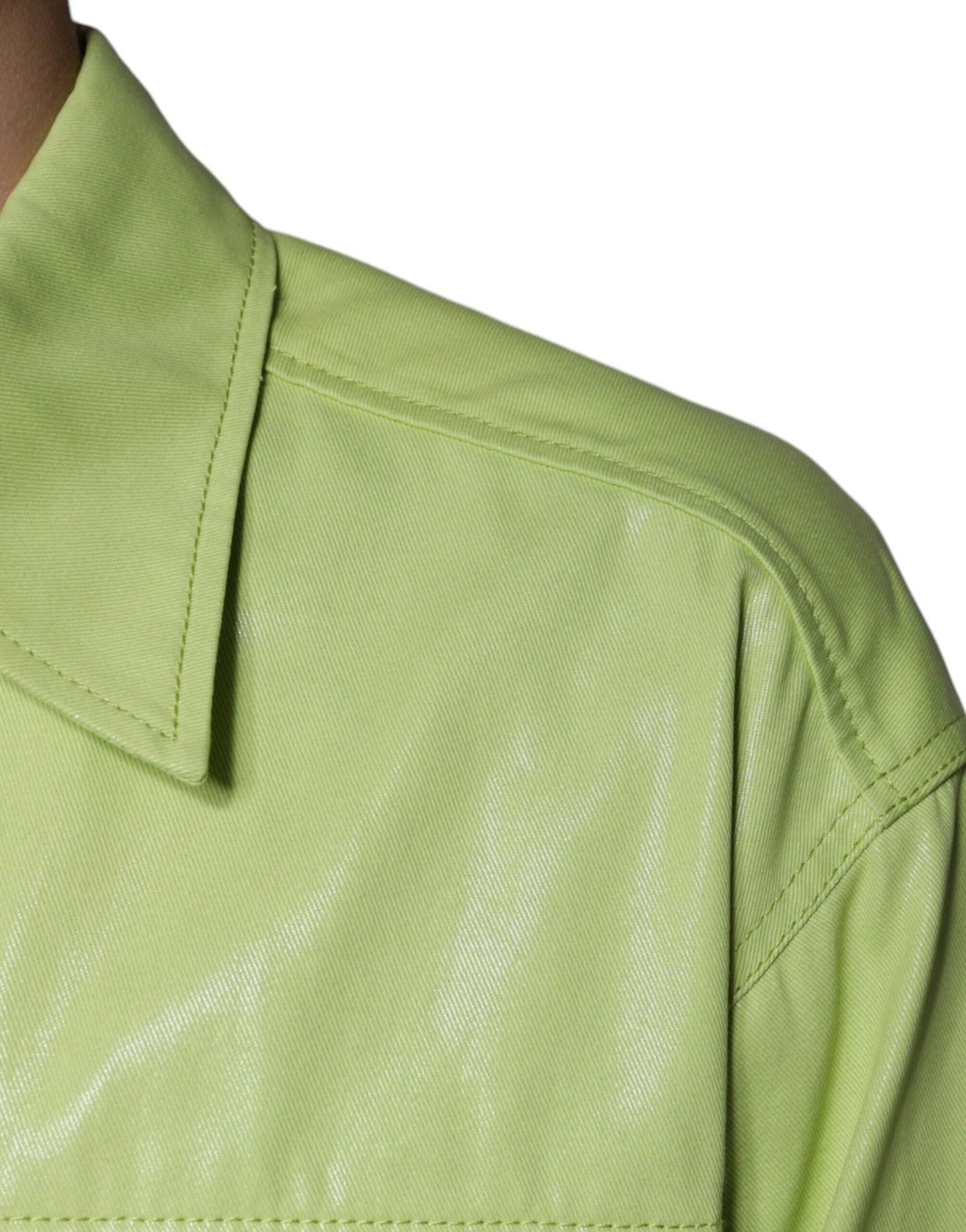 Chemise boutonnée à col en coton vert pour homme