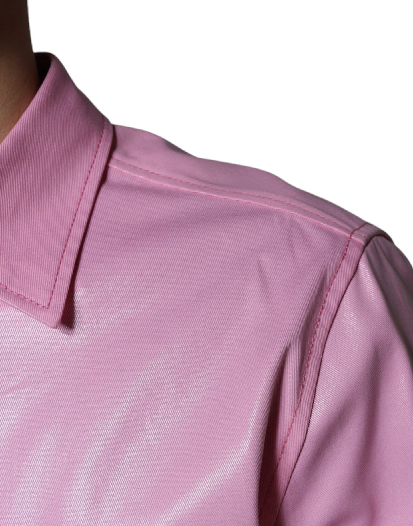 Chemise boutonnée à col en coton rose