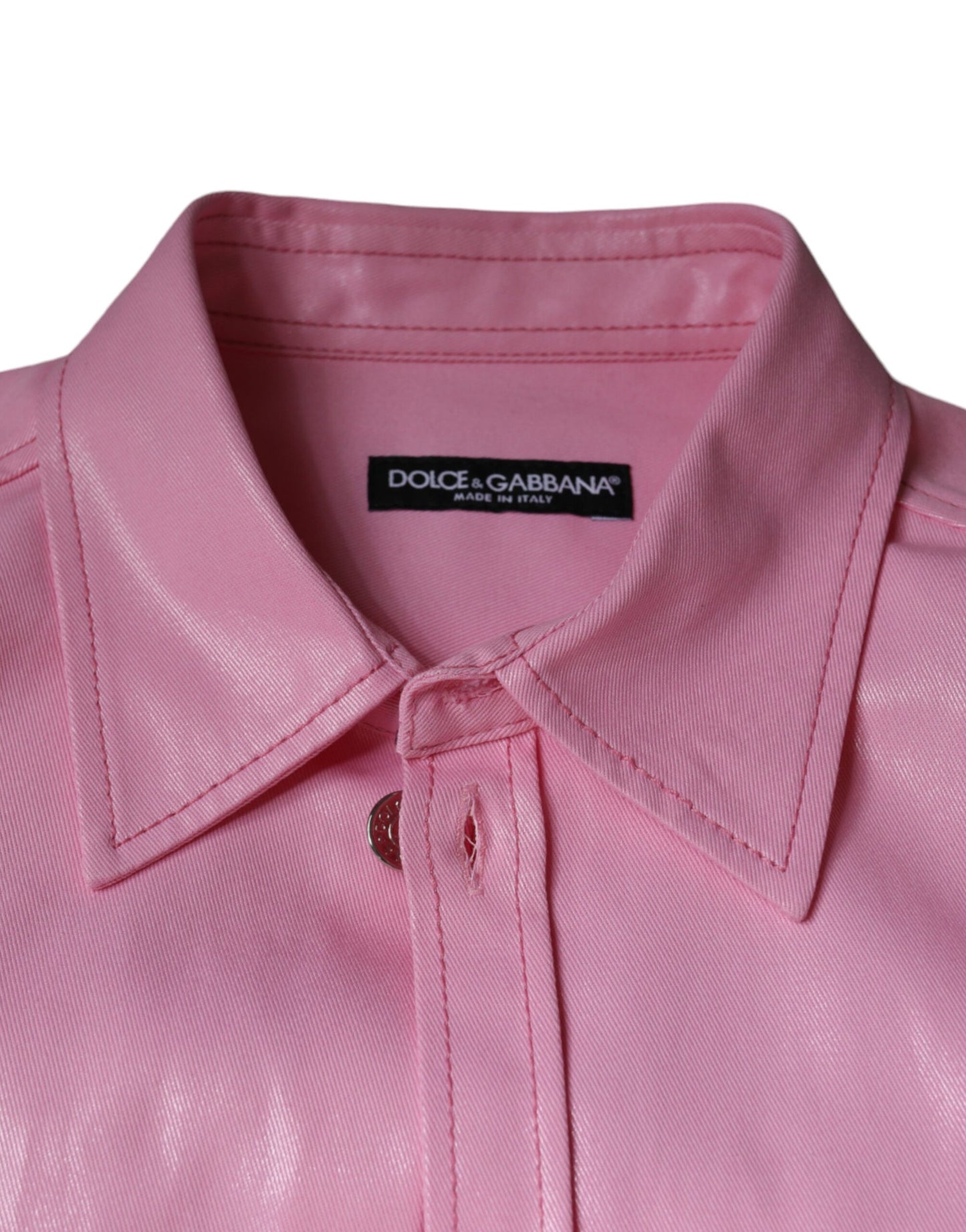 Chemise boutonnée à col en coton rose