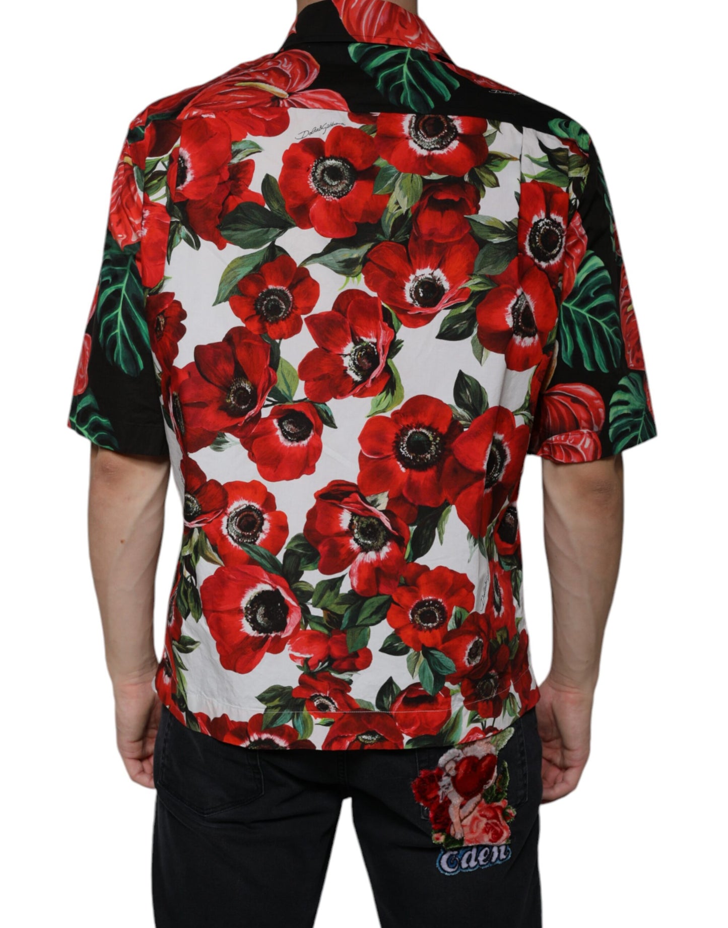 Chemise décontractée boutonnée à motif anémone multicolore