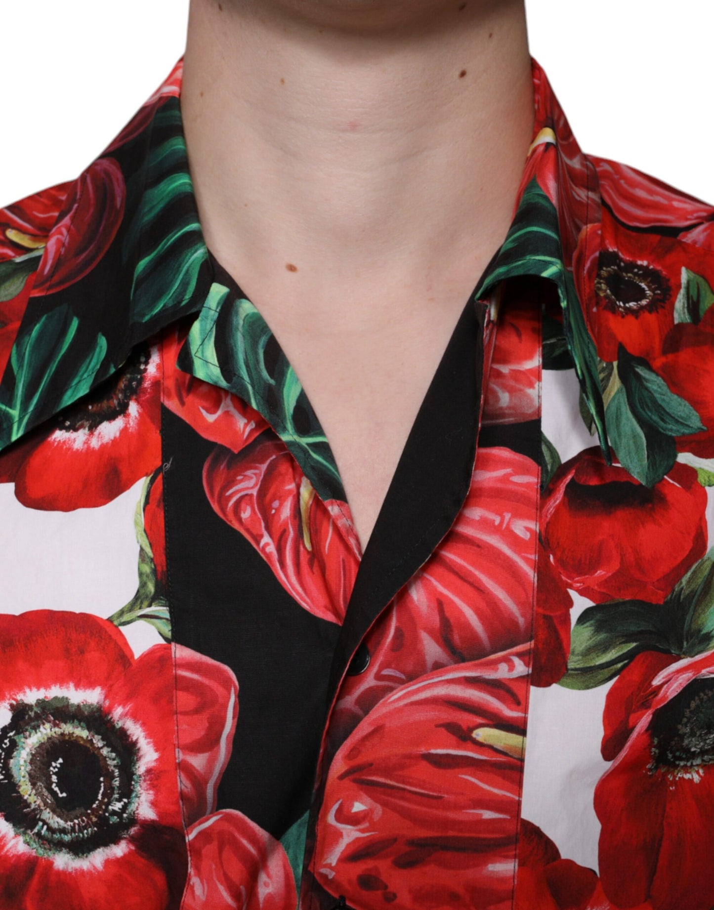 Chemise décontractée boutonnée à motif anémone multicolore